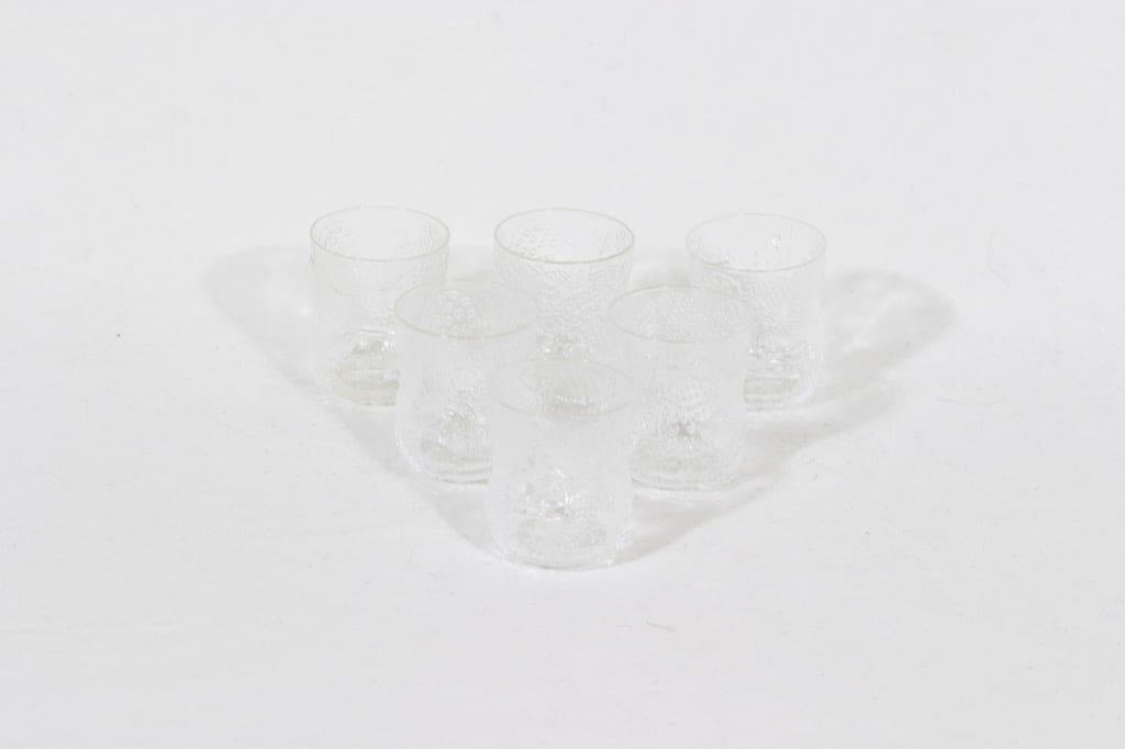 Nuutajärvi Fauna lasit, 4 cl, 6 kpl, suunnittelija Oiva Toikka, 4 cl, pieni