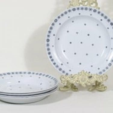 Arabia Snowflake lautaset, syvä, 5 kpl, suunnittelija Raija Uosikkinen, syvä, painokoriste
