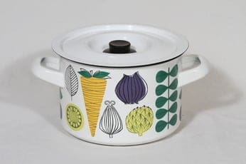 Finel Vegeta kattila, 2.5 l, suunnittelija Esteri Tomula, 2.5 l, serikuva, vihannesaihe, retro