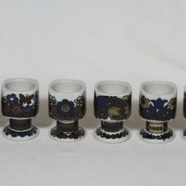 Arabia vuosimunakupit, 1978-83, 6 kpl, suunnittelija Raija Uosikkinen, 1978-83, serikuva, Kalevala-aihe