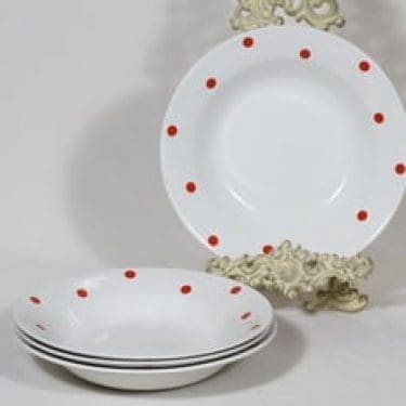 Arabia Pallo lautaset, syvä, 4 kpl, suunnittelija Raija Uosikkinen, syvä, serikuva, retro
