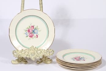 Arabia Tellervo lautaset, pieni, 6 kpl, suunnittelija , pieni, serikuva, kukka-aihe