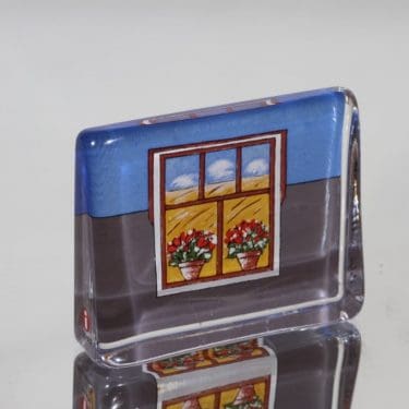 Iittala lasikortti, Katson maalaismaisemaa, suunnittelija Heljä Liukko-Sundström, Katson maalaismaisemaa, pieni, serikuva