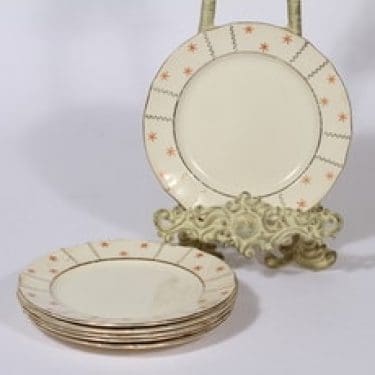 Arabia Viktoria lautaset, matala, 6 kpl, suunnittelija , matala, pieni, painokoriste, art deco