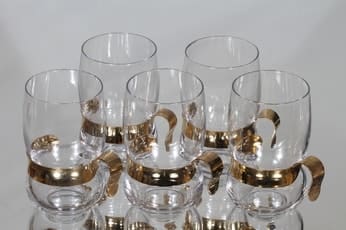 Iittala Paula teelasit, 30 cl, 5 kpl, suunnittelija Jorma Vennola, 30 cl, metallikahva