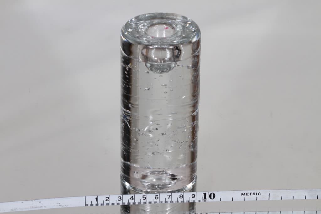 Iittala Arkipelago kynttilänjalka, kirkas, suunnittelija Timo Sarpaneva, massiivinen, pyöreä profiili kuva 2