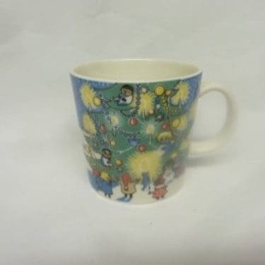 Arabia Muumi mug, Joulumuki 2004-05, designer Tove Slotte, Tove Jansson, silk screening, muumi theme