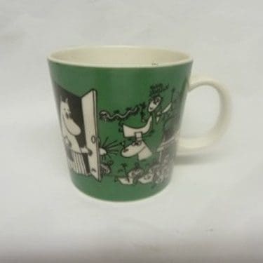 Arabia Muumi mug, Piirustus Tove Slotte, Tove Jansson, silk screening, muumi theme