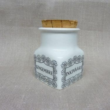 Arabia spice jar, ginger, designer Esteri Tomula, silk screening