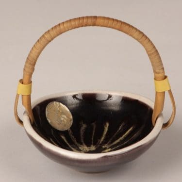 Kupittaan Savi ceramic basket, small, hand-painted, signed