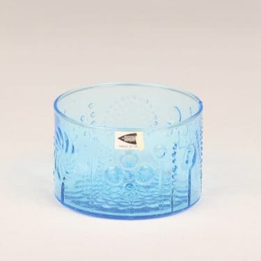 Nuutajärvi Flora dessert bowl, turquoise, Oiva Toikka