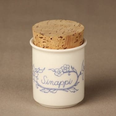Arabia Sininen spice jar, mustard, designer Raija Uosikkinen