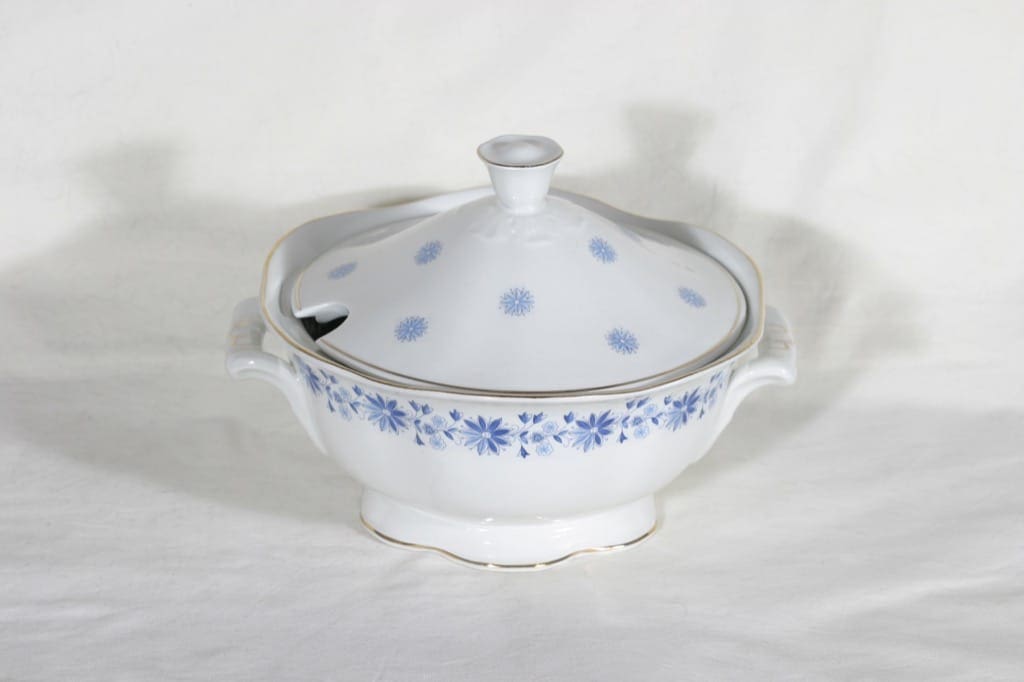Arabia Fenno soup bowl, blue, silk screening, ornament
