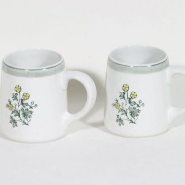Arabia Suvi mugs, hand-painted, 2 pcs, designer Raija Uosikkinen