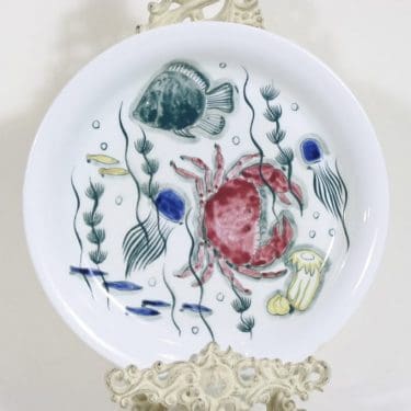 Arabia Crayfish plate, hand-painted, designer Anja Juurikkala