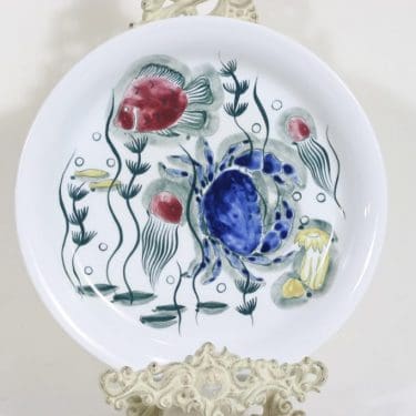 Arabia Crayfish plate, hand-painted, designer Anja Juurikkala