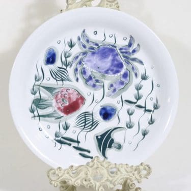 Arabia Crayfish plate, hand-painted, designer Anja Juurikkala