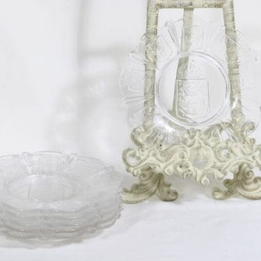 Iittala Suomi-lautanen plates, clear, 6 pcs, designer Alfred Gustafsson, small, coat of arms motif