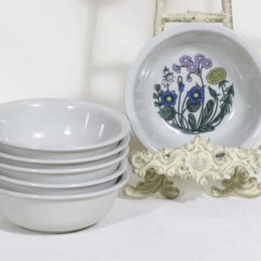 Arabia Flora soup plates, 6 pcs, designer Esteri Tomula, silk screening