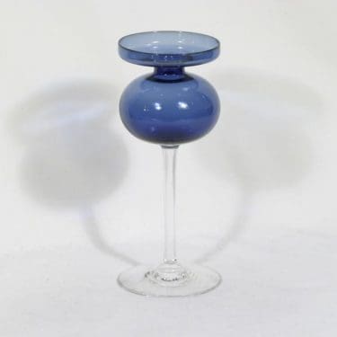 Iittala 2660 kynttilänjalka, sininen|kirkas, suunnittelija Erkki Vesanto,