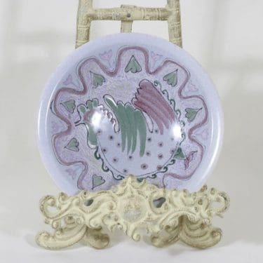 Arabia decorative plate, hand-painted, designer Liisa Hallamaa, small, scratched, signed