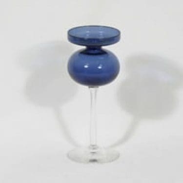 Iittala 2660 kynttilänjalka, kirkas-sininen, suunnittelija Erkki Vesanto,
