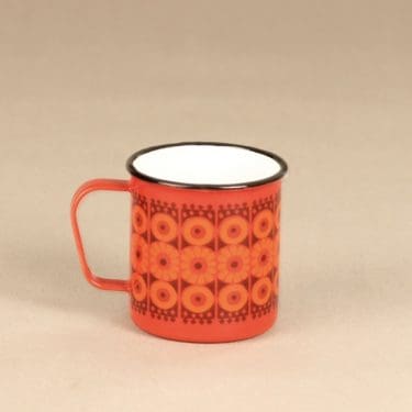 Finel Kehrä muki, punainen, suunnittelija Raija Uosikkinen, serikuva, retro