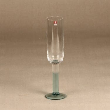 Iittala Mondo sparkling wine glass, clear, green, Kerttu Nurminen