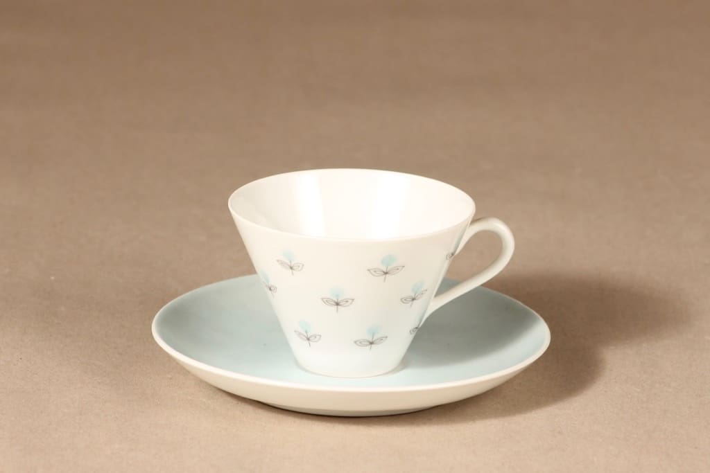 Arabia Monica coffee cup, saucer and demitasse, handpainted 2