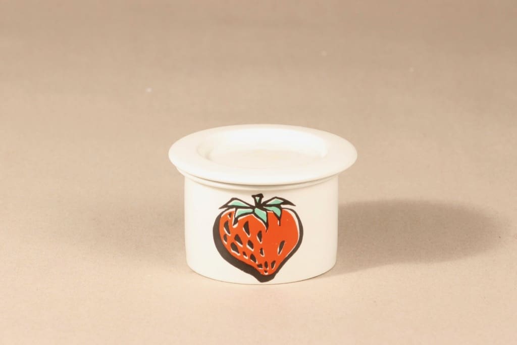 Arabia Tutti frutti purnukka, mansikka, suunnittelija Ulla Procope, mansikka, serikuva, retro
