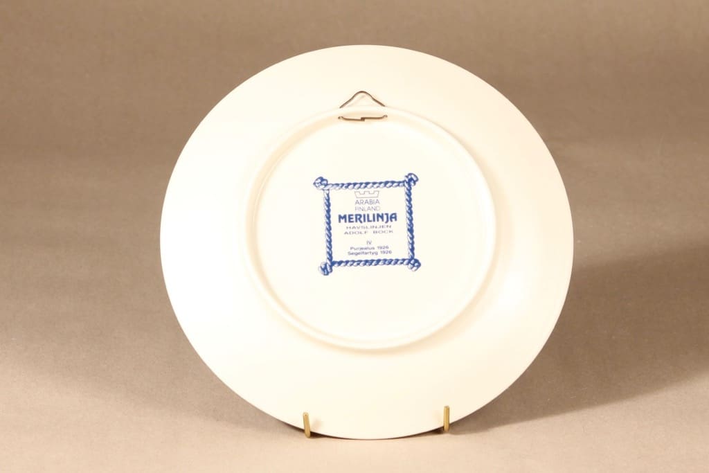 Arabia Merilinja seinälautanen, Purjealus 1926, suunnittelija Adolf Bock, Purjealus 1926, Laiva-aihe kuva 2