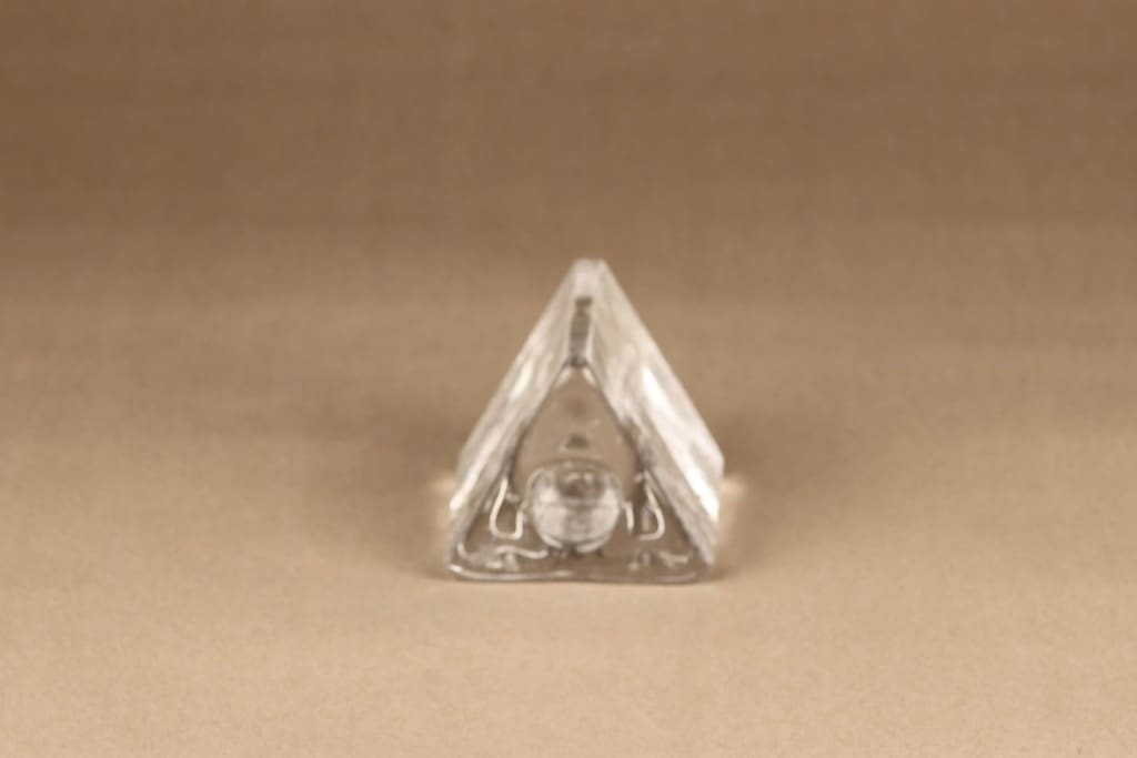 Iittala Arkipelago kynttilänjalka, kirkas, suunnittelija Timo Sarpaneva, massiivinen, kolmio kuva 2