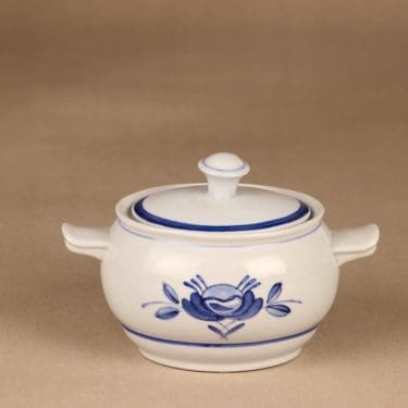 Arabia Blue Rose sugar bowl, hand-painted designer Svea Granlund