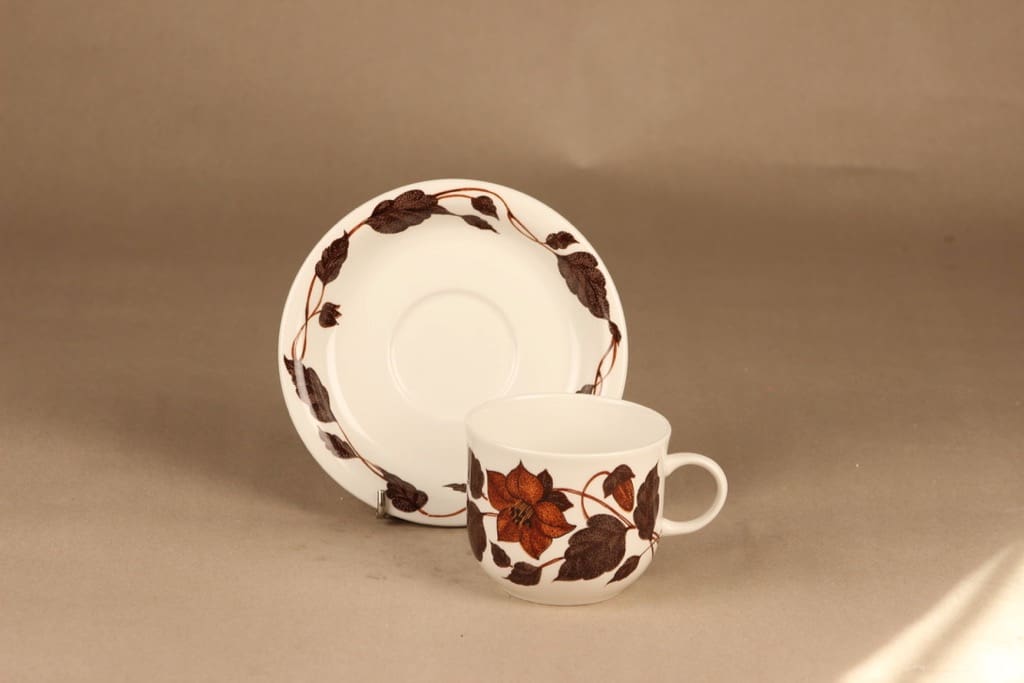 Arabia Tea for Two tea cup and plates(2), brown designer Gunvor Olin-Grönqvist 2