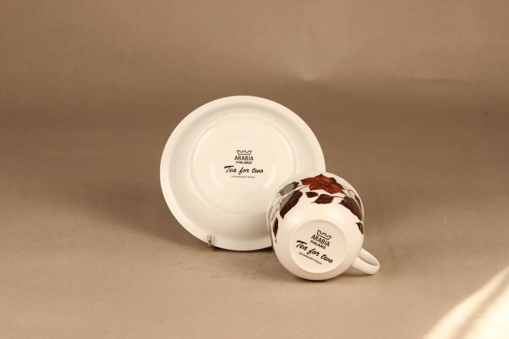 Arabia Tea for Two tea cup and plates(2), brown designer Gunvor Olin-Grönqvist 3