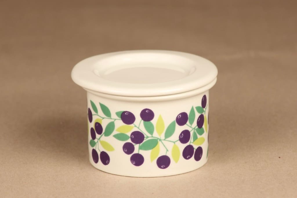 Arabia Pomona blueberry jar with lid designer Raija Uosikkinen