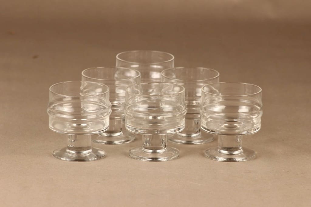 Iittala Pisaranrengas lasi, 10 cl, 6 kpl, suunnittelija Timo Sarpaneva, 10 cl