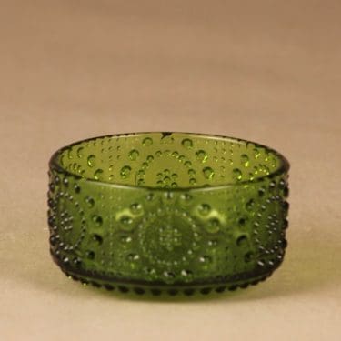 Riihimäen lasi Grapponia dessert bowl, green designer Nanny Still