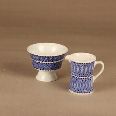 Arabia Lobelia sokerikko ja kermakko,, suunnittelija Esteri Tomula, , ornamentti