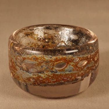 Nuutajärvi Vulcano art glass bowl, signed designer Heikki Orvola