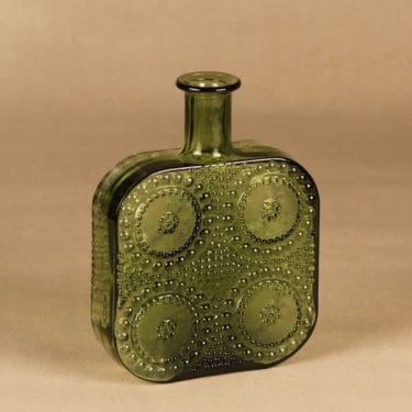 Riihimäen lasi Grapponia bottle, green designer Nanny Still