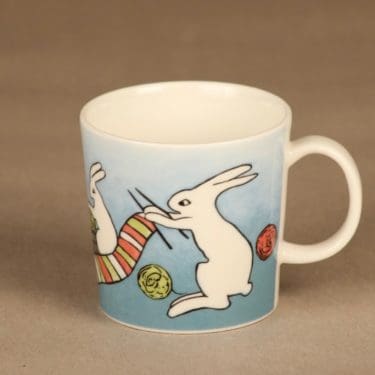 Arabia Rabbit mug Knitting Bunnies 3 dl designer Heljä Liukko-Sundström