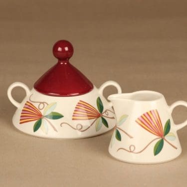 Arabia Harlekin Karneval sugar bowl and creamer designer Inkeri Leivo