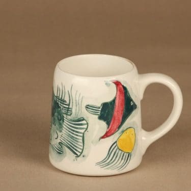 Arabia Grayfish mug, hand-painted designer Anja Juurikkala