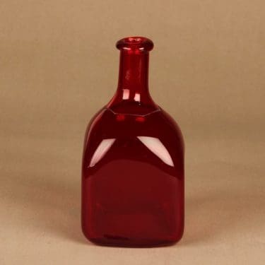 Riihimäen lasi art glass bottle, ruby designer unknown
