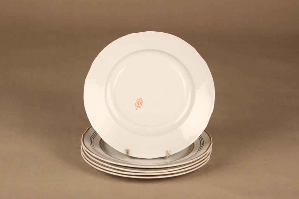 Arabia Hermes lautanen, 19.5 cm, 5 kpl, suunnittelija tuntematon, 19.5 cm, raitakoriste kuva 3