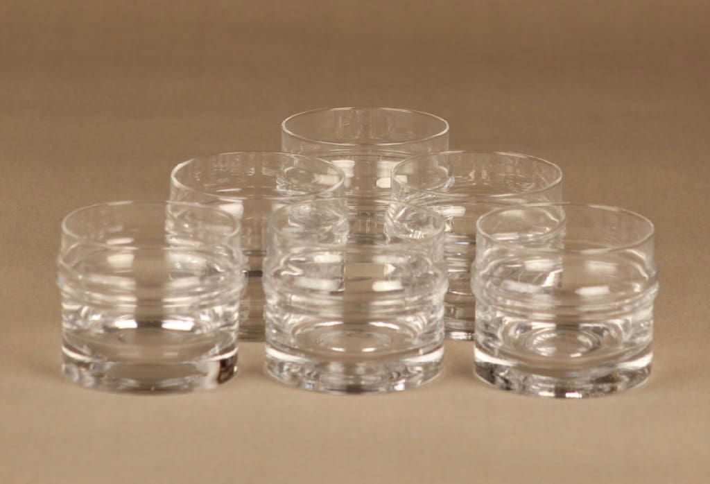 Iittala Pisaranrengas lasi, kirkas, 6 kpl, suunnittelija Timo Sarpaneva,