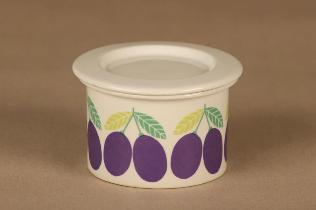 Arabia Pomona Plum jar with lid designer Raija Uosikkinen