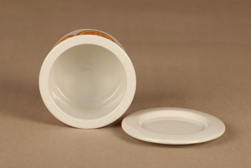 Arabia Pomona Orange jar with lid designer Raija Uosikkinen 2