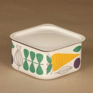 Finel Vegeta enamel box with lid designer Esteri Tomula